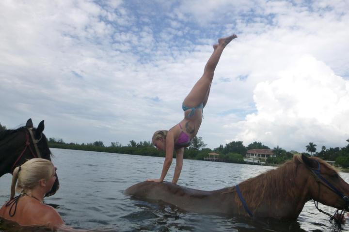 a man riding a surfboard in the water