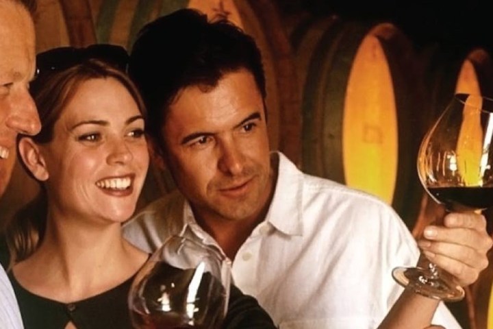 a person holding a wine glass posing for the camera